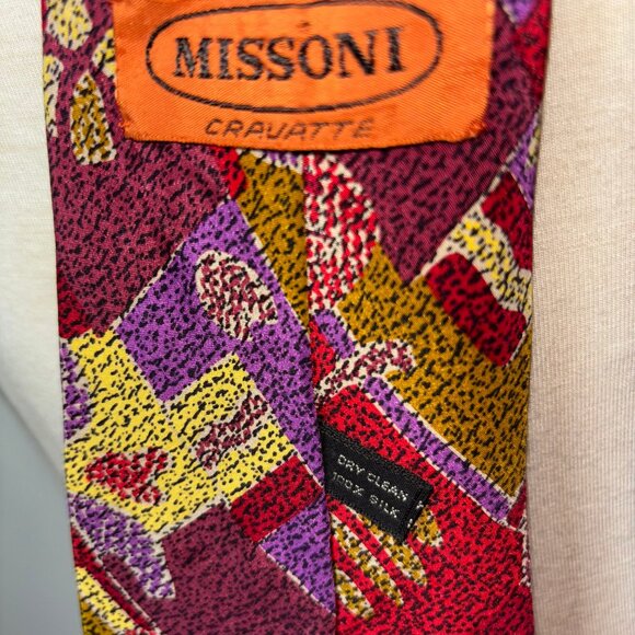 Missoni Cravatte Silk Men's Tie Set of 2 Bold Abstract Psychedelic Patterns - Picture 11 of 13
